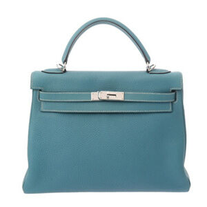 HERMES Kelly 32, 2-Way, Blue Jean, K Stamp (circa 2007), Women's Taurillon Cl...